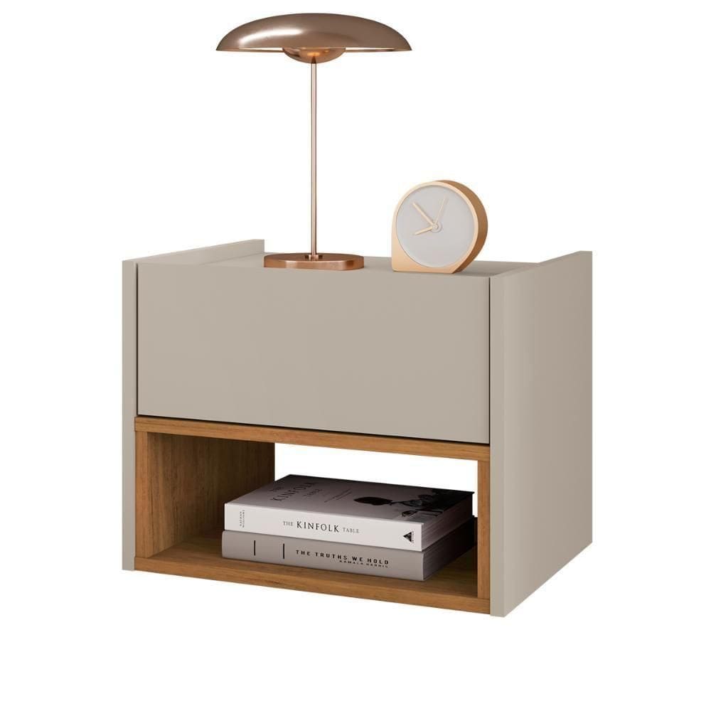 Mesa De Cabeceira Quarto Florença Suspensa Com 1 Gaveta Off White cedro
