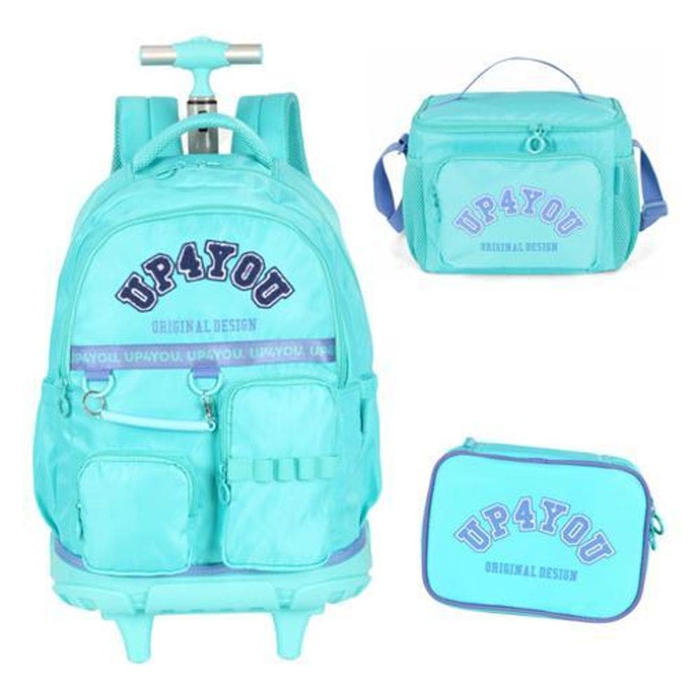 Kit Mochila Rodinhas Lancheira E Estojo  Up4You