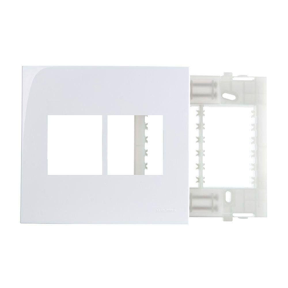 Placa Com Suporte Margirius Sleek 4x4 Para 4 Módulos Horizontais Branca