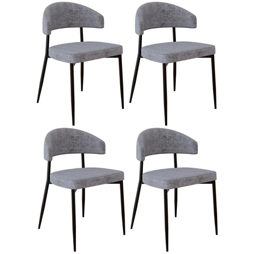 Cadeira De Jantar Estofada Kit 4 Chloe M25 Linho Lautrec Cinza - Mpozenato