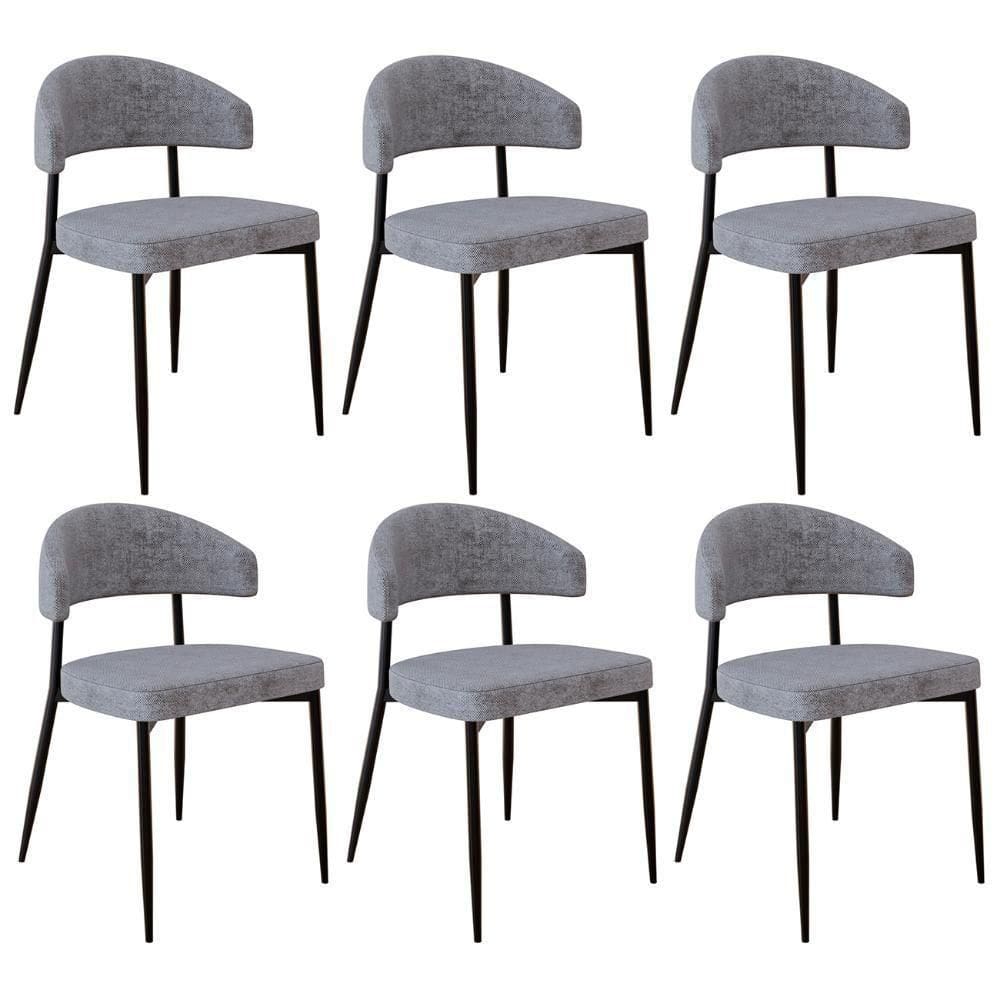 Cadeira De Jantar Estofada Kit 6 Chloe M25 Linho Lautrec Cinza - Mpozenato