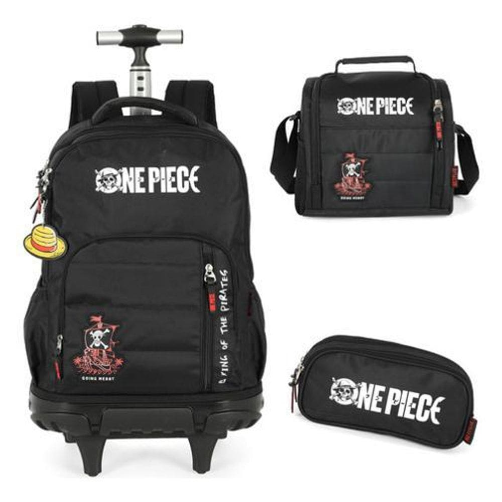 Kit Mochila Rodinhas Estojo E Lancheira  One Piece