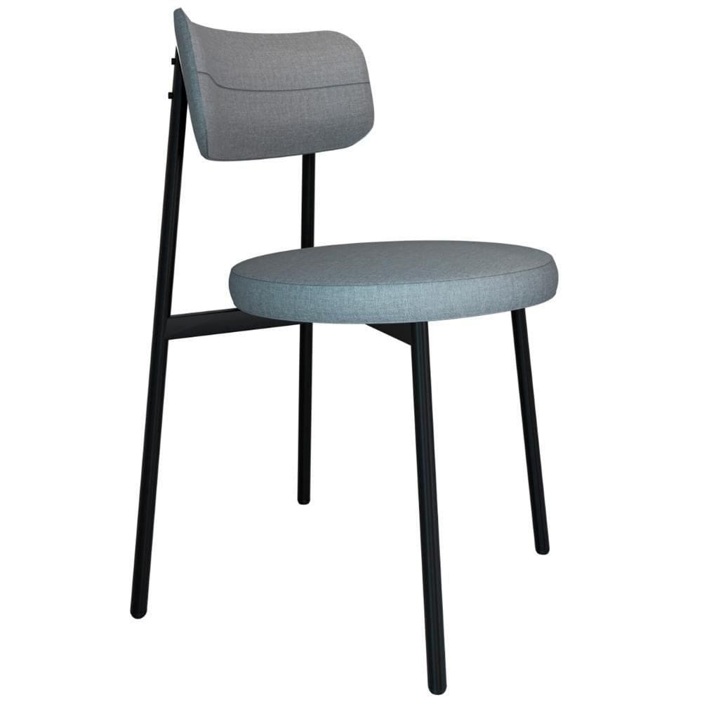 Cadeira De Jantar Estofada Fixa Nyka M25 Linho Cinza Cl - Mpozenato