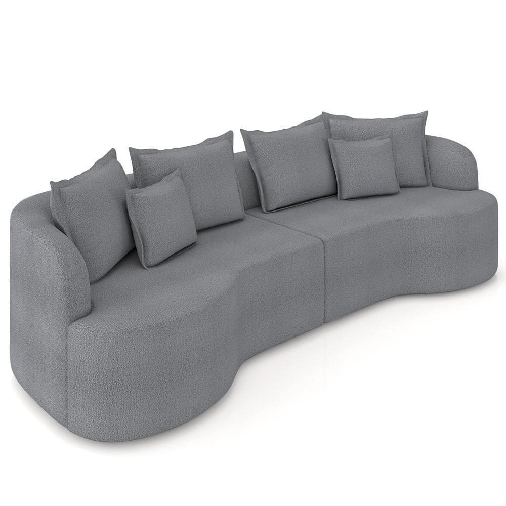 Sofá 3 Lugares 210cm Orgânico Quito Z08 Boucle Grafite - Mpozenato