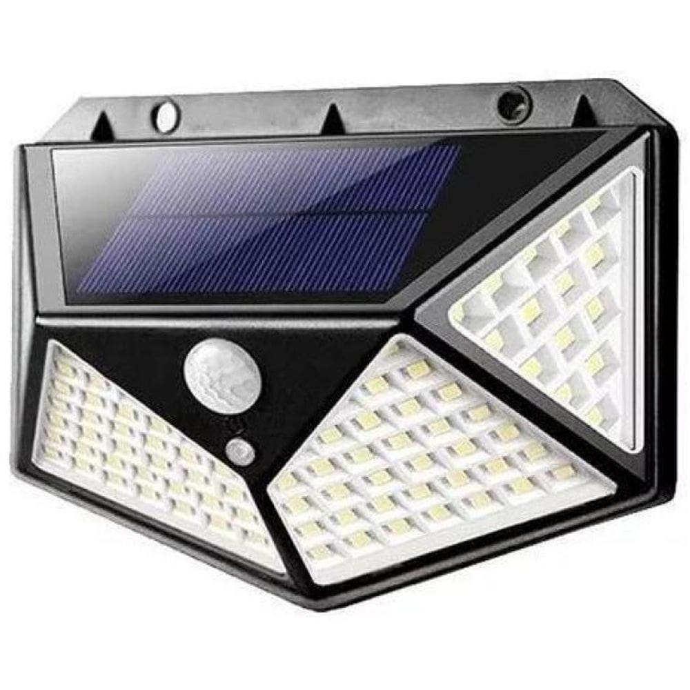 Luminária Parede Solar 100 Leds Sensor De Presença Arandela