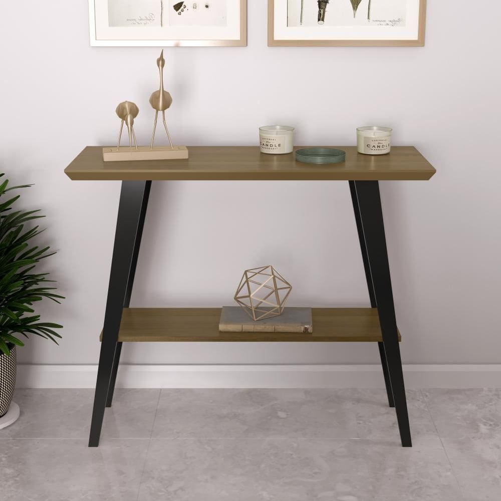 Aparador Davi 90x30 Tampo Mdf 30mm Pé Em Madeira Freijó/pés Preto