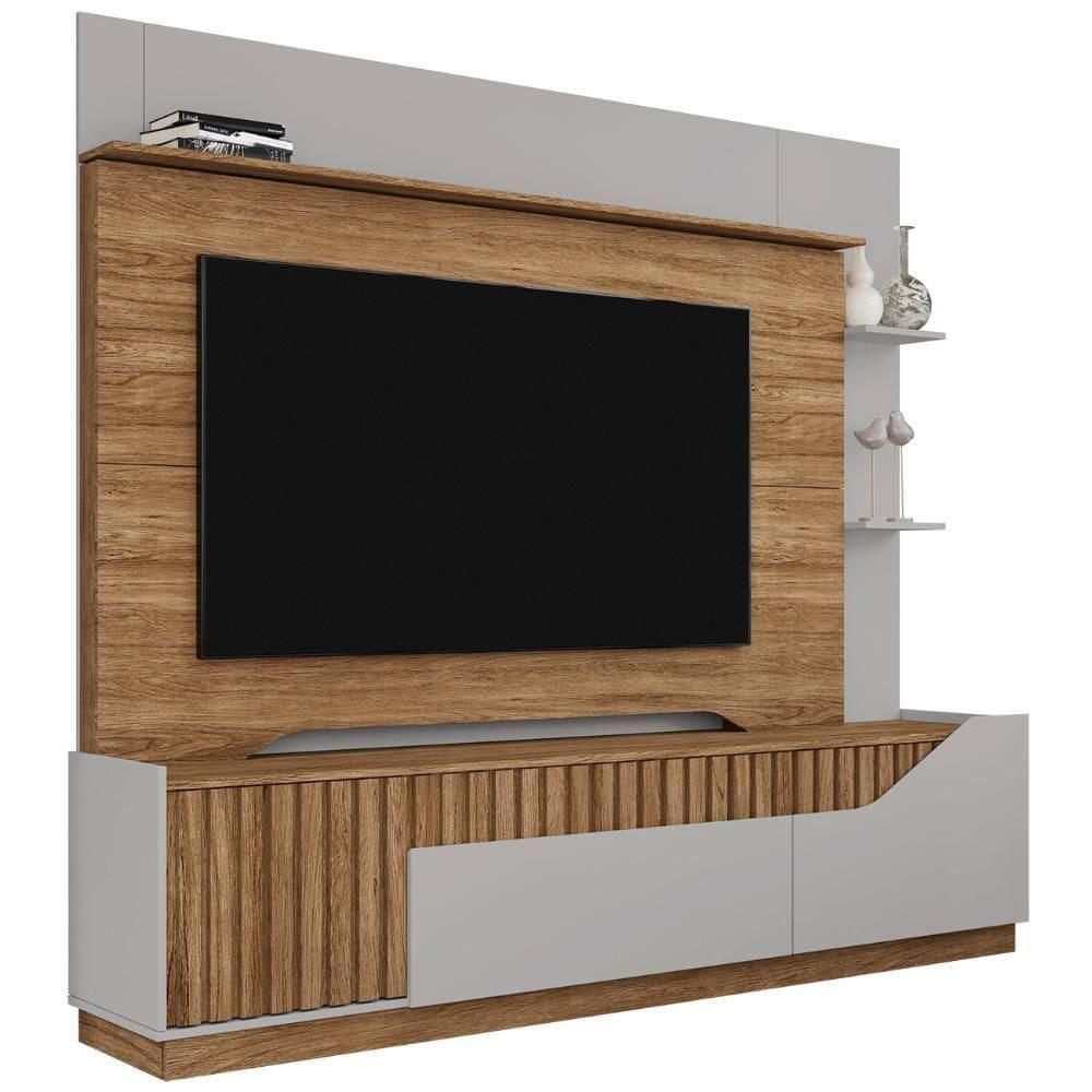 Estante Painel Para 75 Pol 210cm Shay Cinamomo-off B02 - Mpozenato