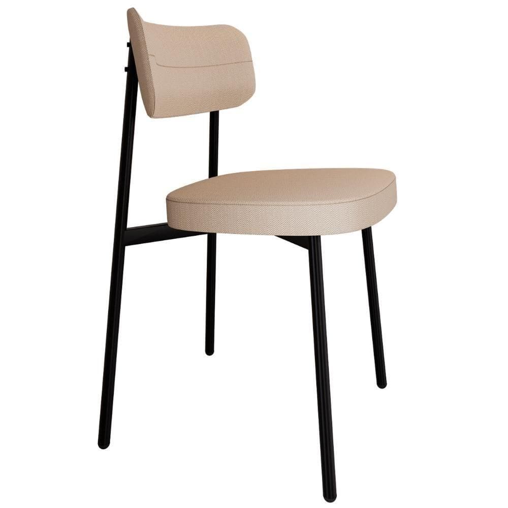 Cadeira De Jantar Estofada Fixa Ella M25 Linho Areia - Mpozenato