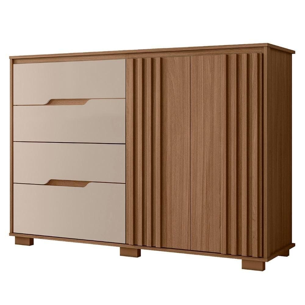 Cômoda Para Quarto 147cm Com 4 Gavetas Rusk Carvalho-fendi Z17 - Mpozenato