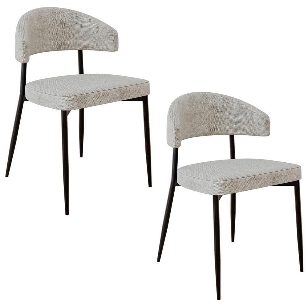 Cadeira De Jantar Estofada Kit 2 Chloe M25 Linho Lautrec Off - Mpozenato