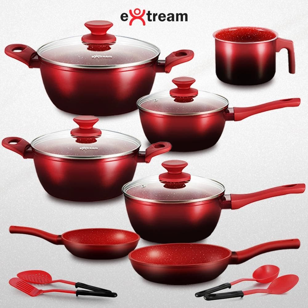 Jogo de Panelas Revestimento Ceramica Indução 11 peças Extream Rio Red Vulkano