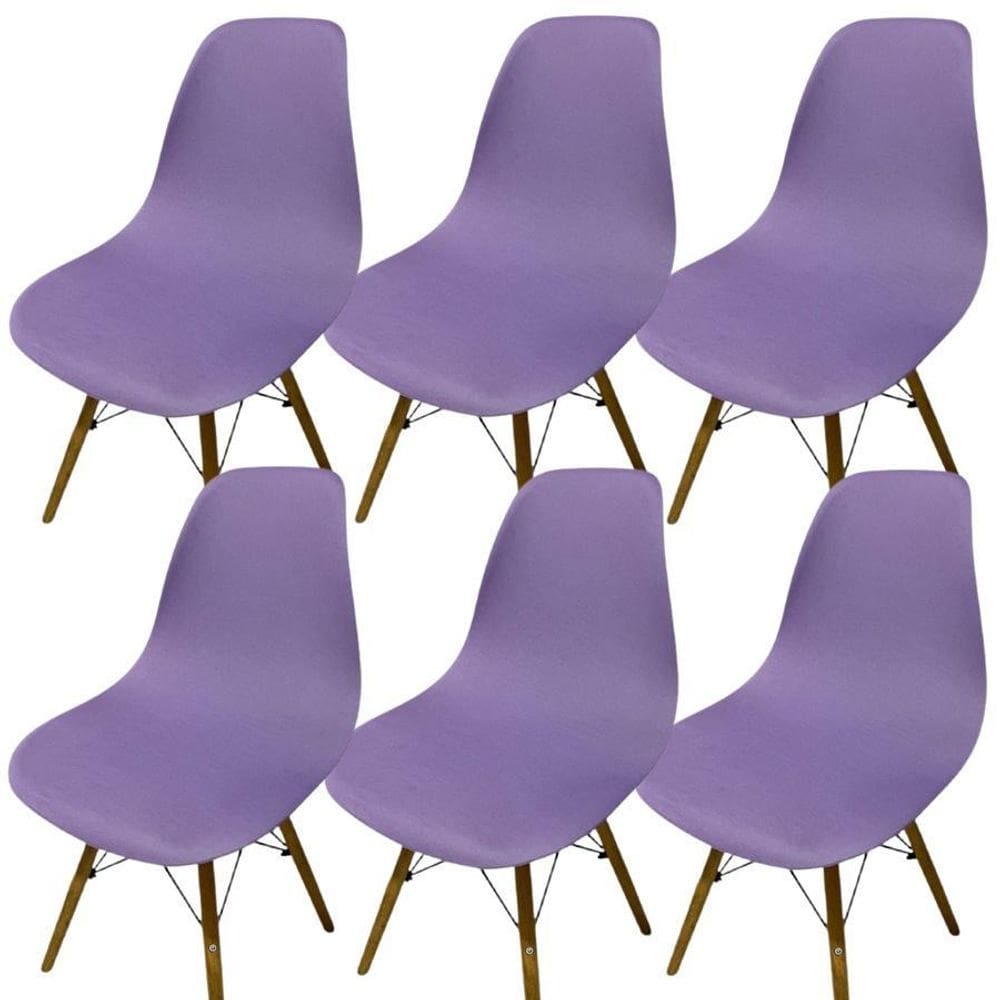 Kit 6 Capa Cadeira Charles Eames Eiffel Pé Palito Malha Lisa