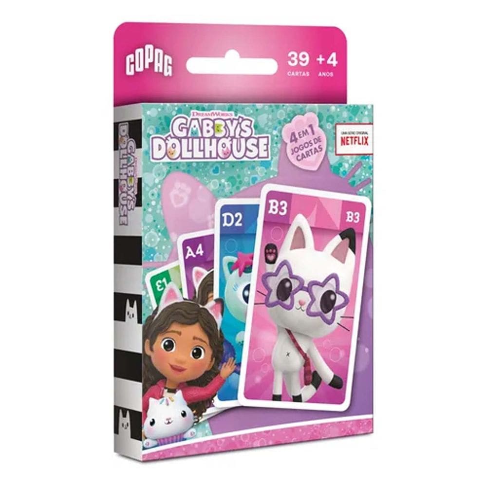 Jogo Cartas Copag Gabby`s Dollhouse 4 em 1 DreamWorks