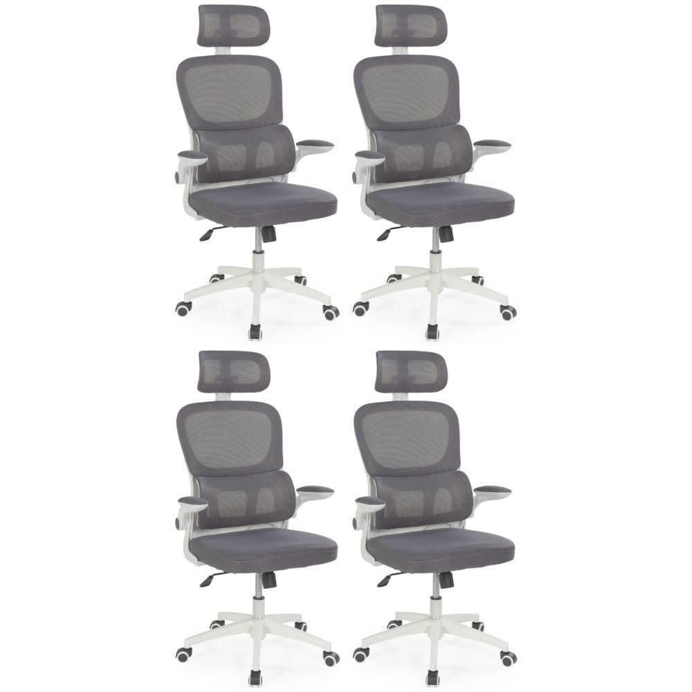 Kit 4 Cadeiras De Escritório Executiva Viena Com Regulagem De Altura - Cinza