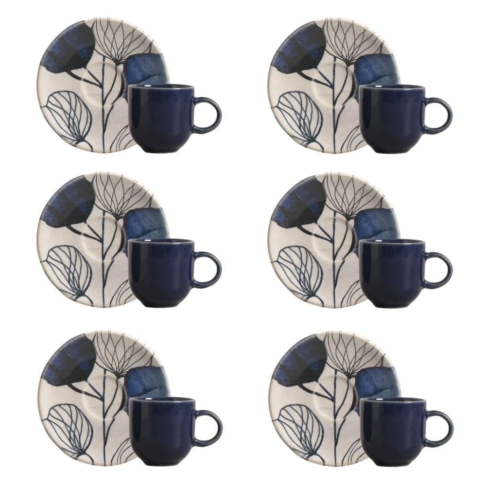 Conjunto de Xícara de Cafezinho com Pires 06 Peças Coup New Blue Porto Brasil