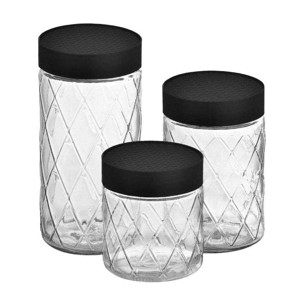 Conjunto De Pote Diamante Com Tampa 3 Peças