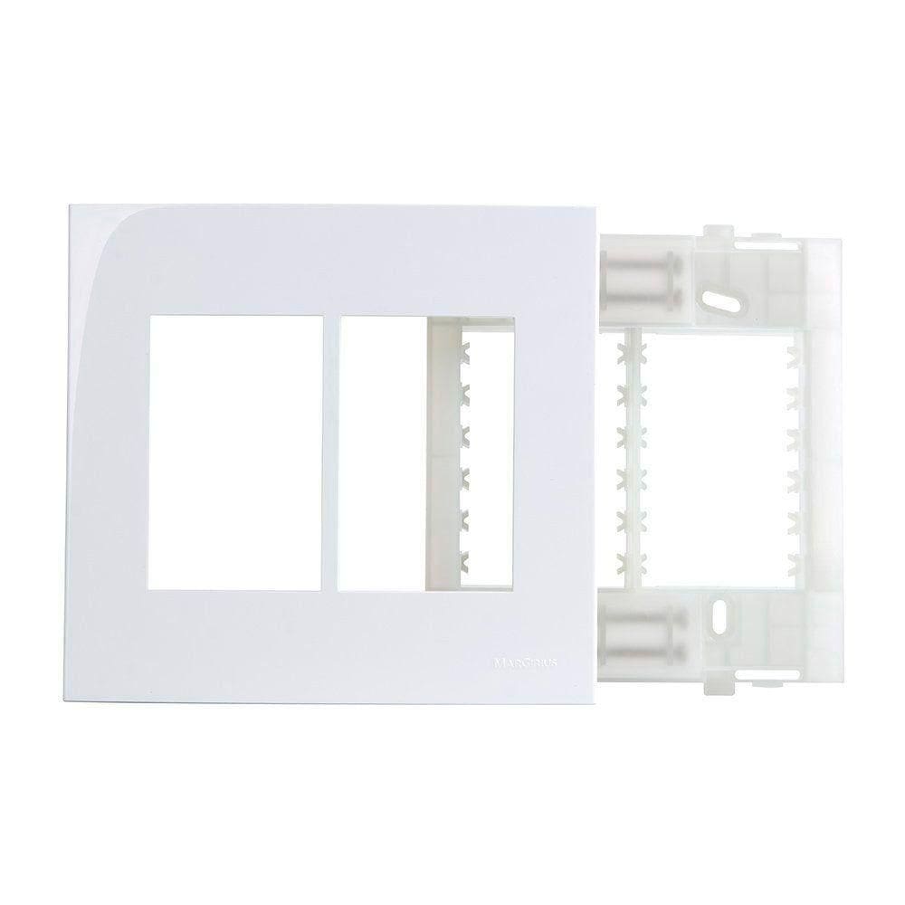 Placa Com Suporte Margirius Sleek 4x4 Para 6 Módulos Horizontais Branca