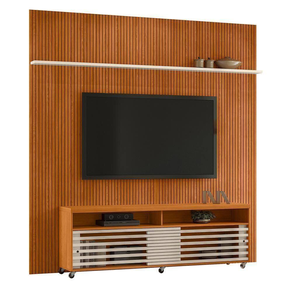 Rack Bancada Com Painel New Prestige Cinamomo/off White Para Até 75” - Madetec