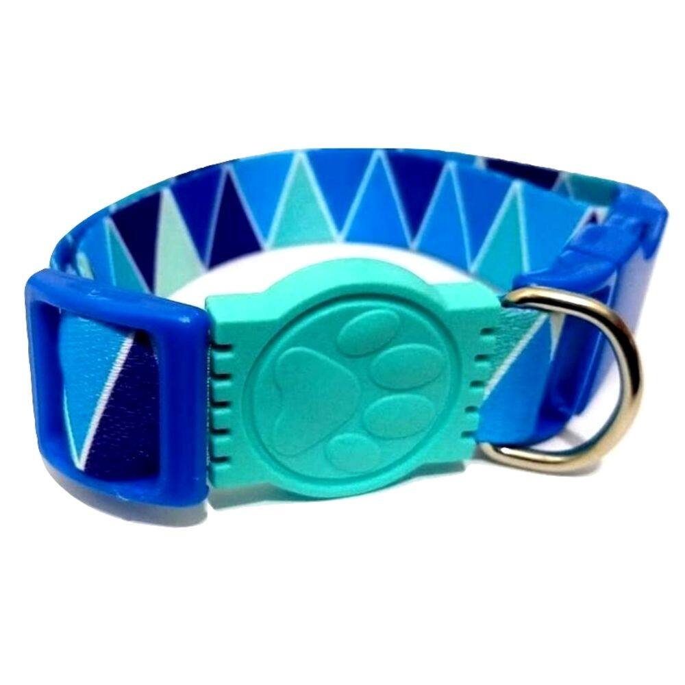 Coleira Seda 25mm azul Tamanho Único  32 cm a 49 cm 