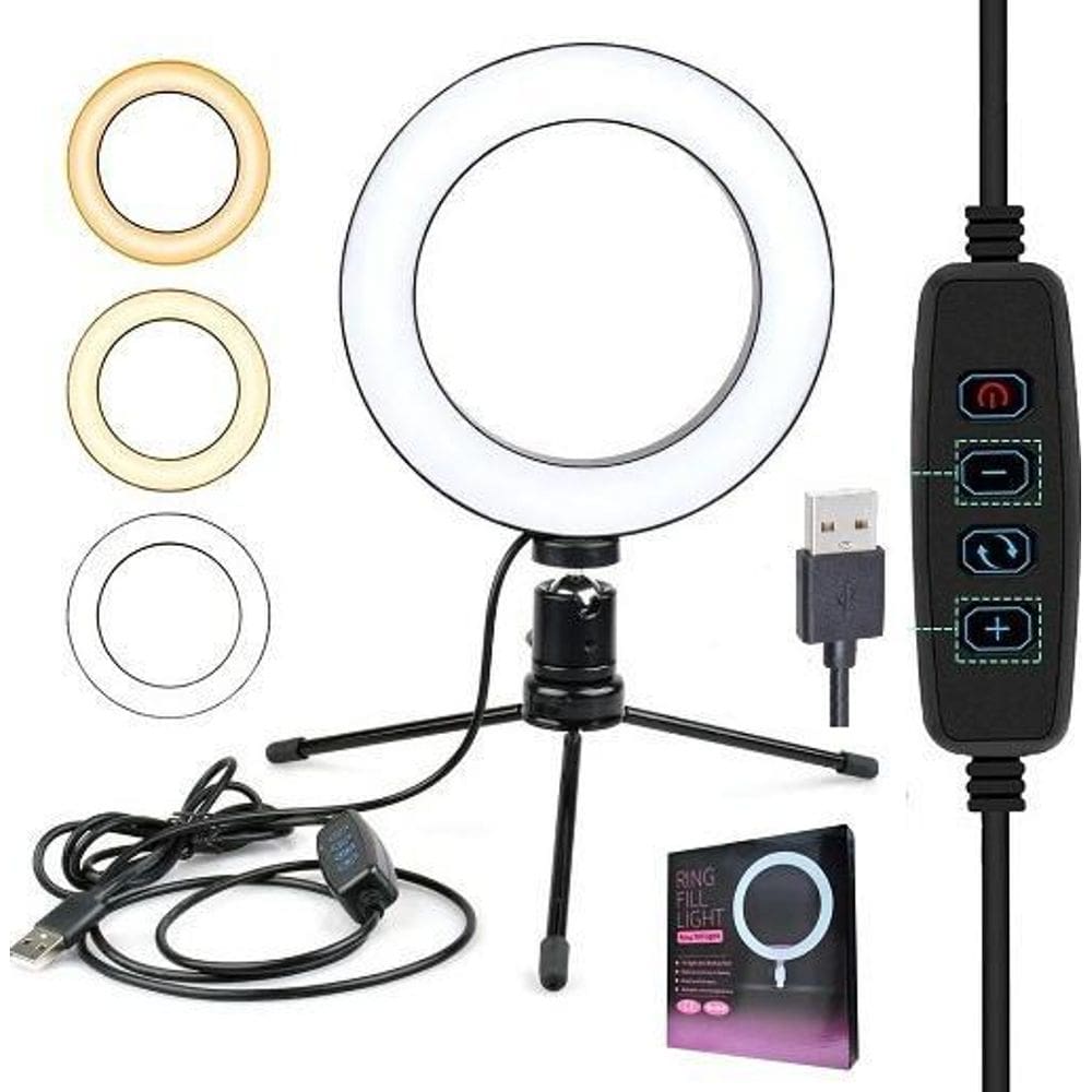 Kit Youtuber Microfone Lapela Celular Iluminador Ring Light