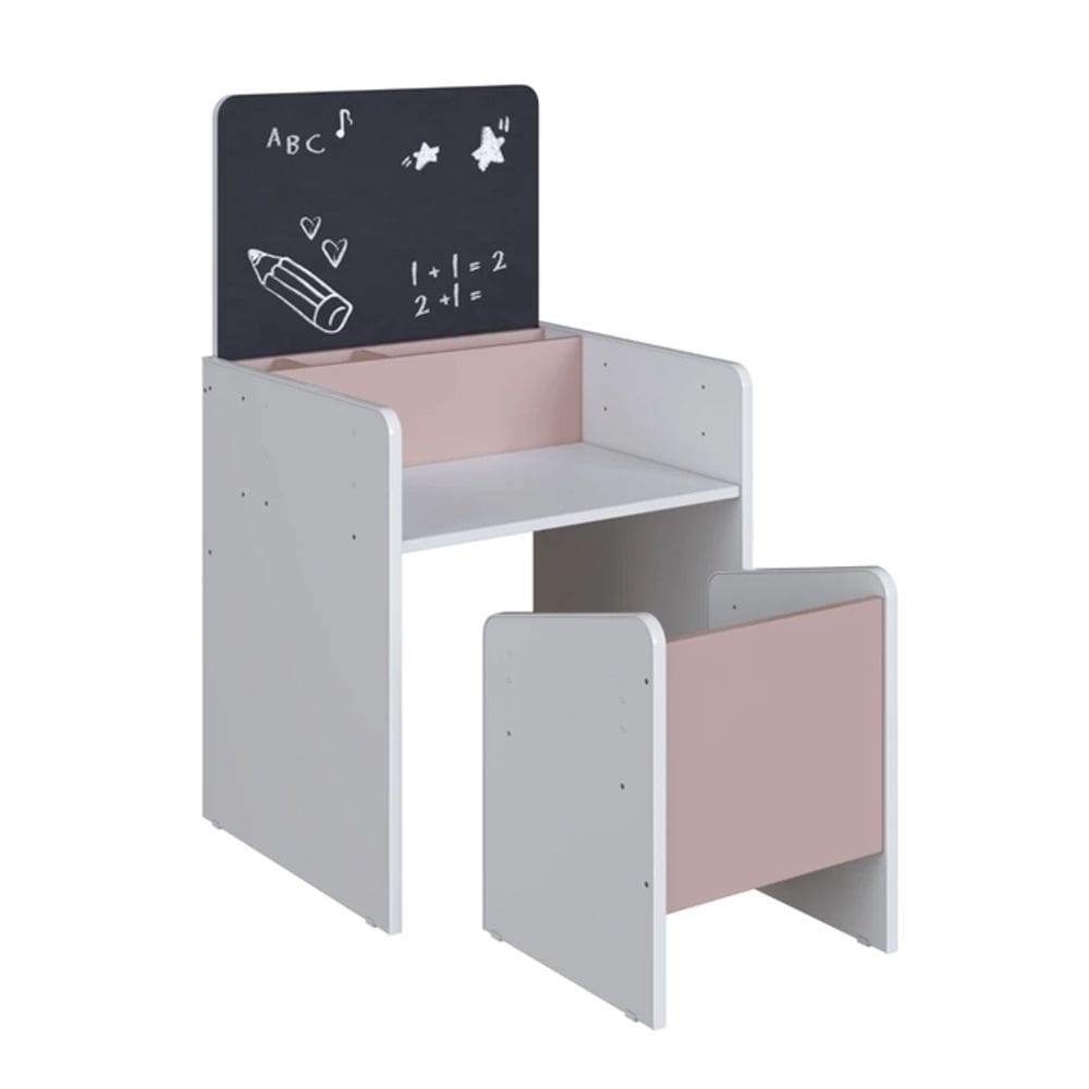 Mesinha com Cadeira Completa Le Petit LPT001 Branco/Rosa