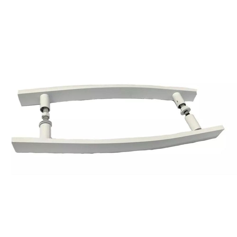Puxador Para Portas Madeira Vidro Alumínio Curvo Branco 80Cm