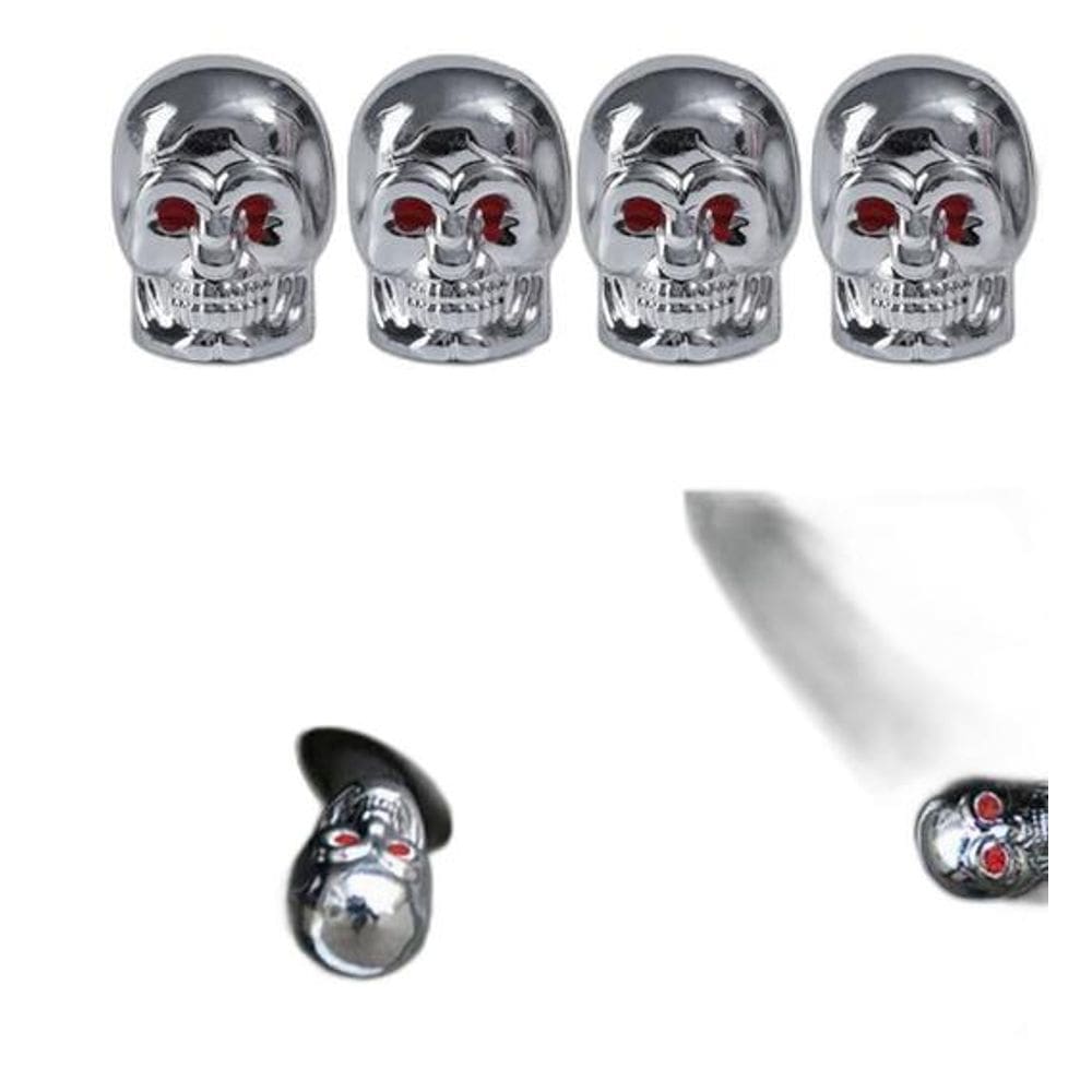 Tampa Valvula De Pneu Cromado Cranio Caveira 4 Pçs