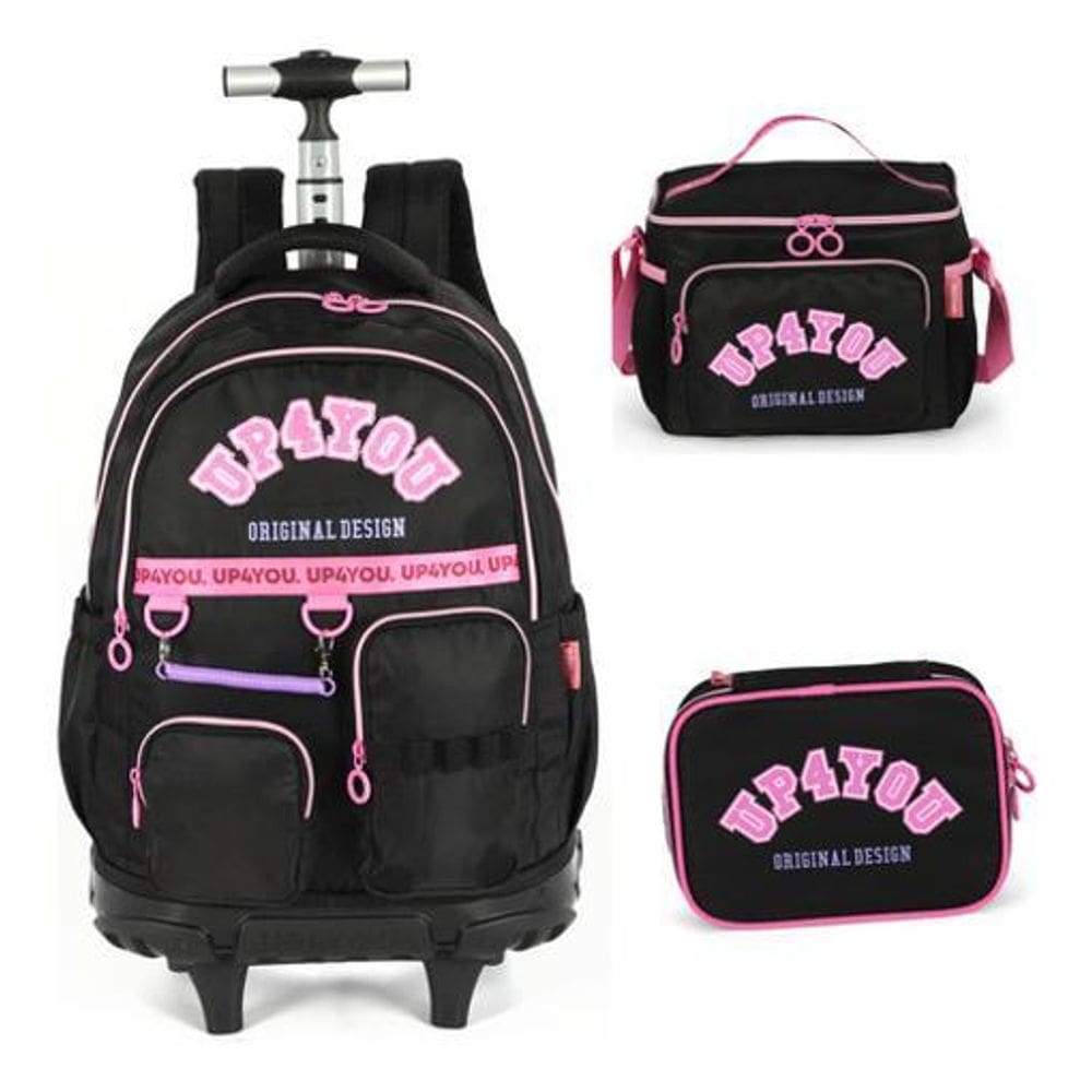 Kit Mochila Rodinhas Lancheira E Estojo  Up4You