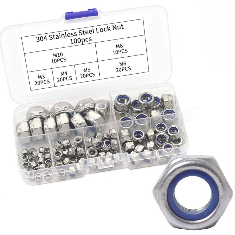 Kit 100 Porcas Bloqueio Trava Nylon Autotravante Aço Inox
