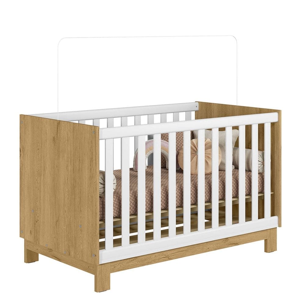 Berço Mini Cama 70cm Slim -Freijo-Branco-Acetinado - ÉdeCasaMóveis