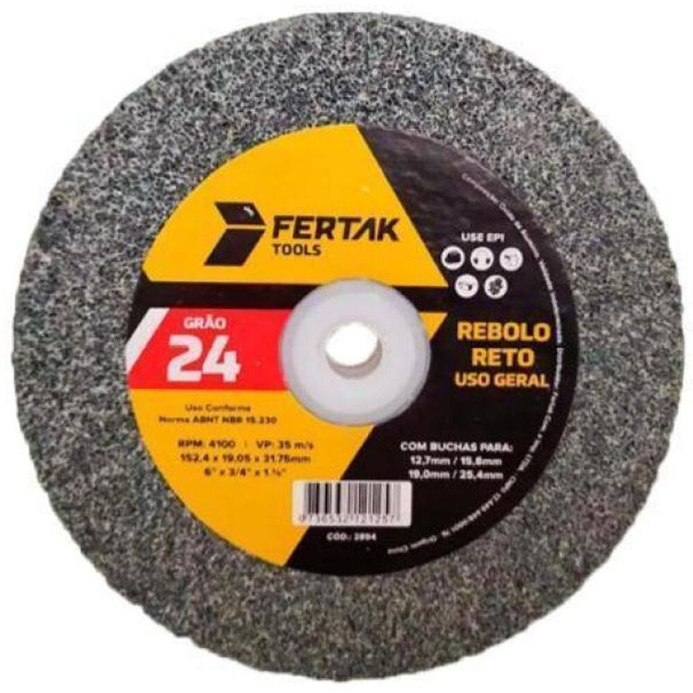 Rebolo Reto Para Uso Geral 6 X 3/4 X 1.1/4 - Grão 24