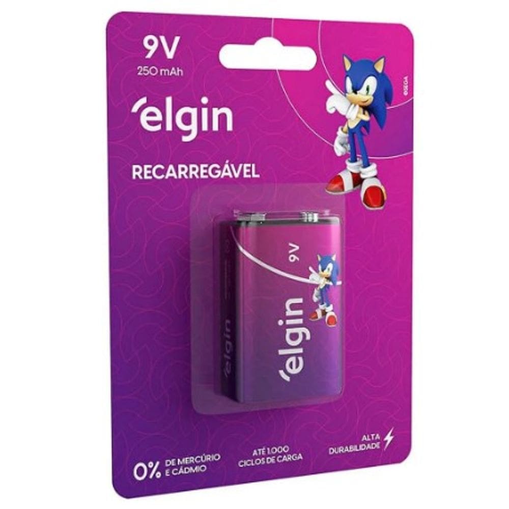 Pilha 9V Elgin Recarregável