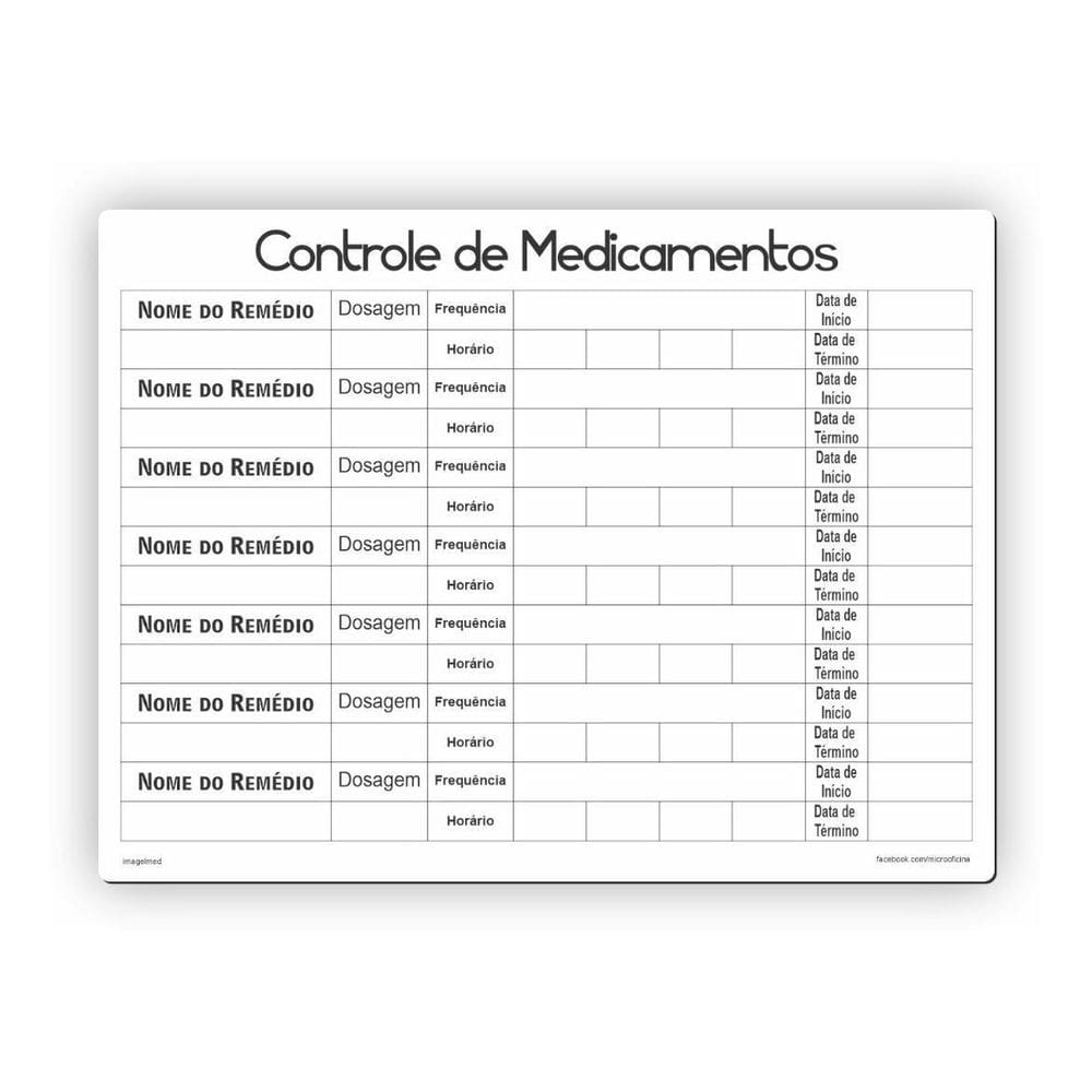 Ímã De Geladeira Controle De Medicamentos Branco