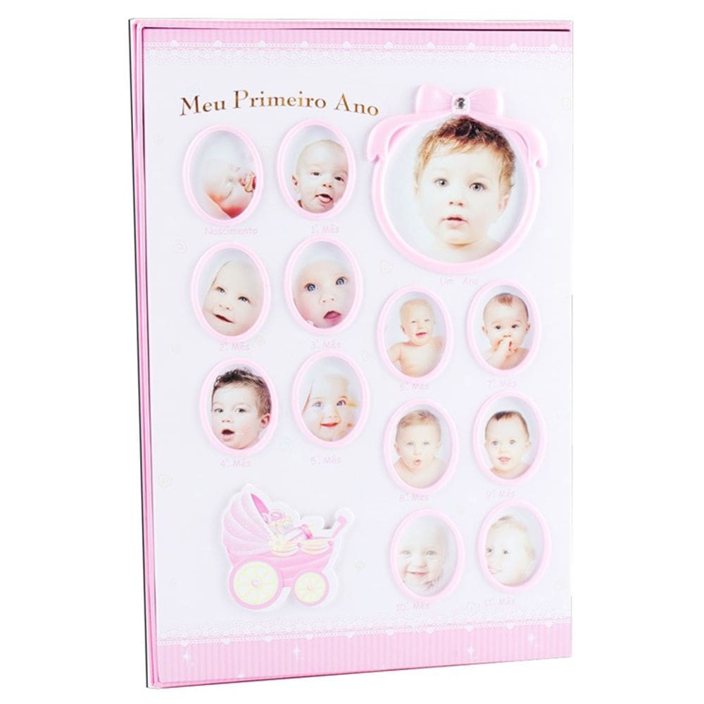 Álbum Bebê Rosa com 180 Folhas para fotos 10x15