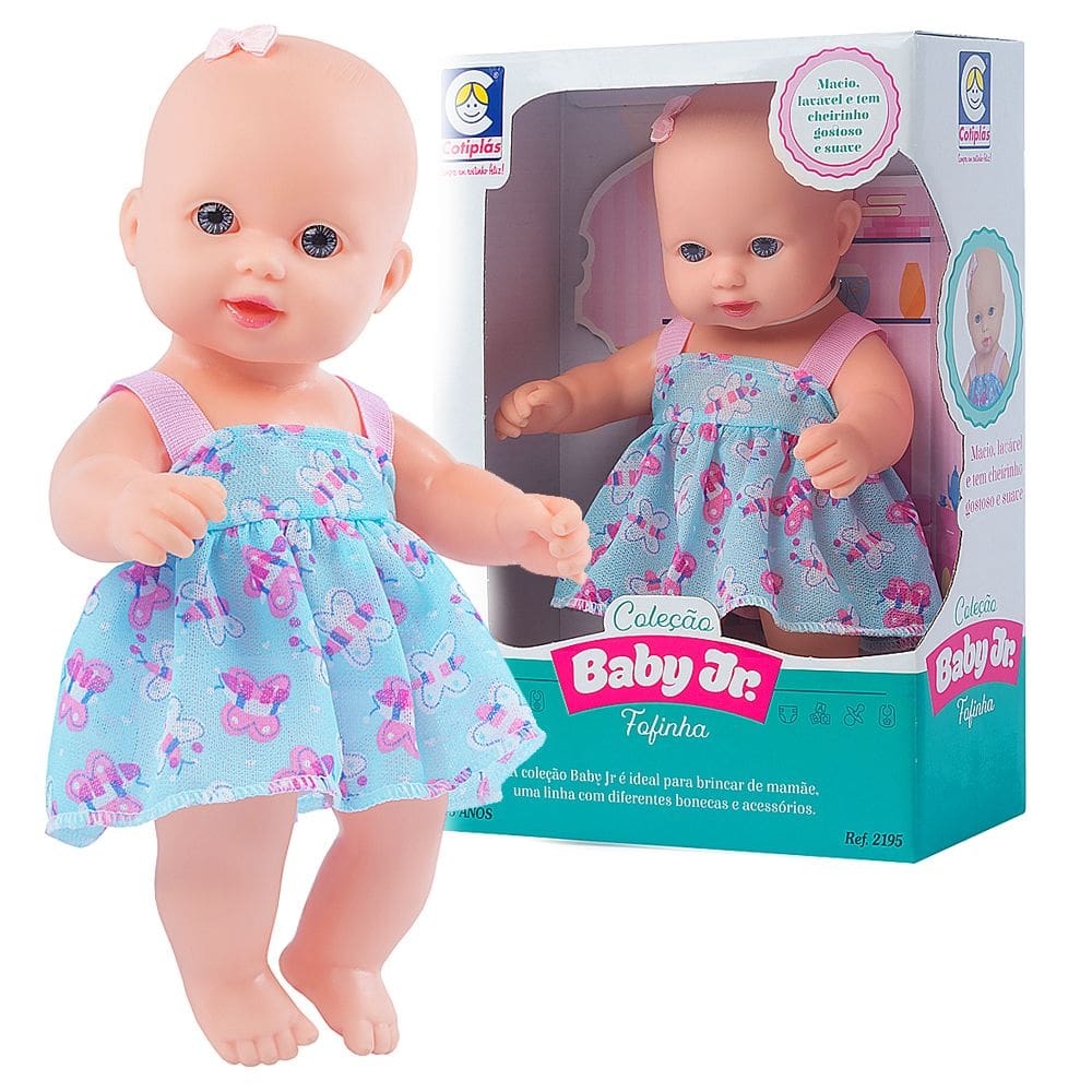 Boneca Baby Jr Fofinha Em Vinil Com Cheirinho 27cm Macia