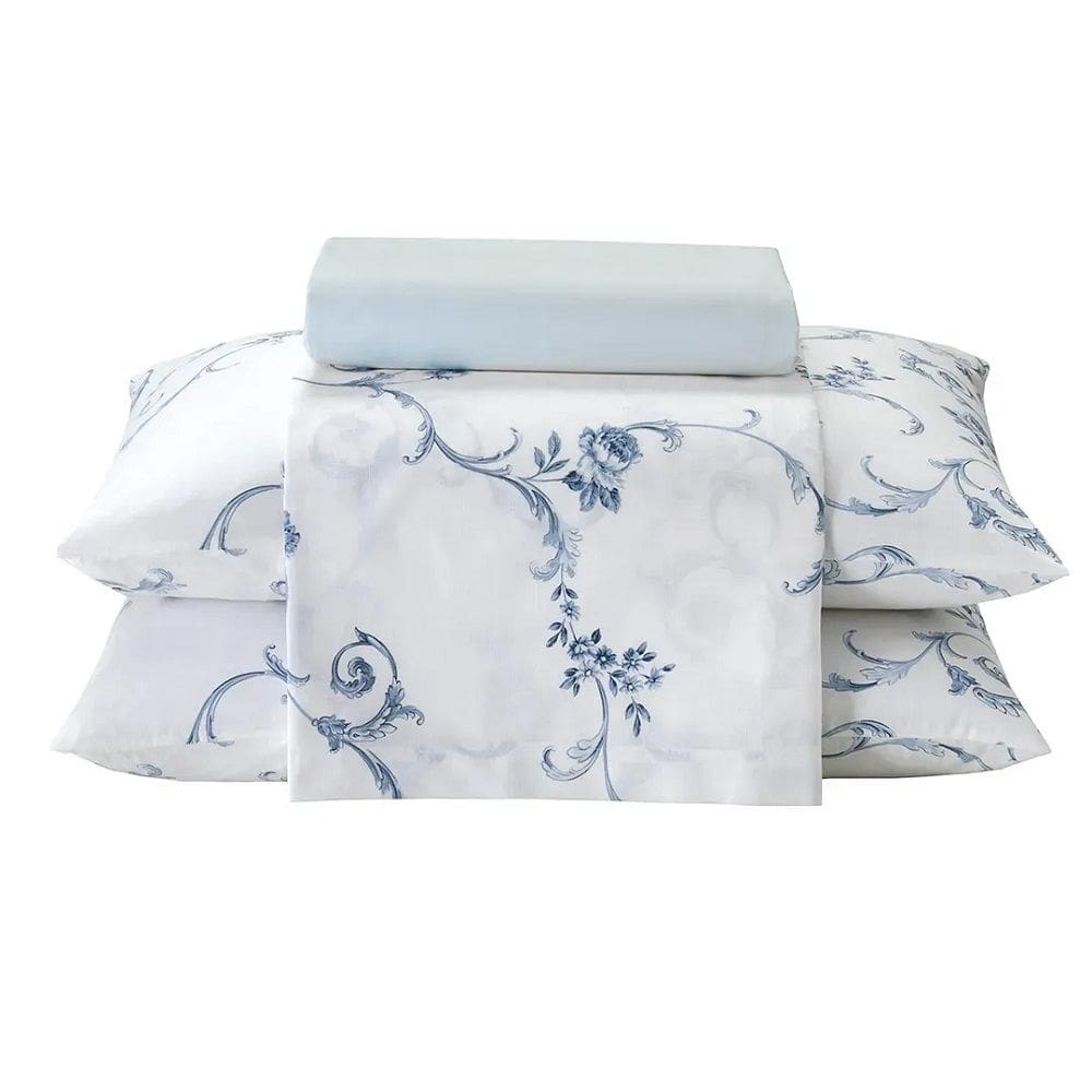Jogo Cama Casal Döhler 180 Fios Premium Celeste