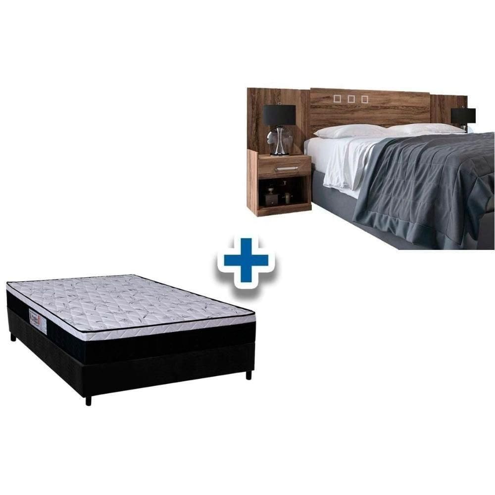 Cama Box Casal Crc + Colchão Ortopédico Foggia Sogni + Cabeceira Plus Demolição