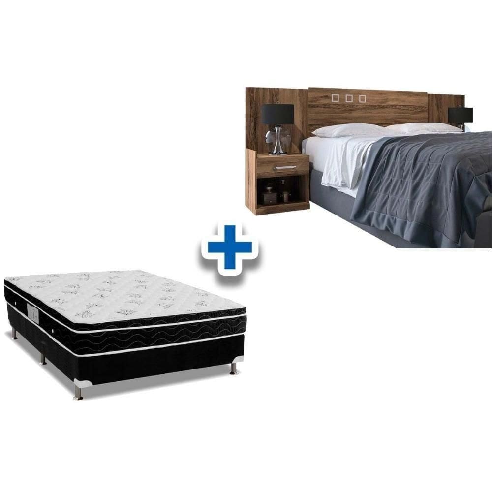 Cama Box Casal Crc + Colchão Molas Physical Ortobom + Cabeceira Plus Demolição