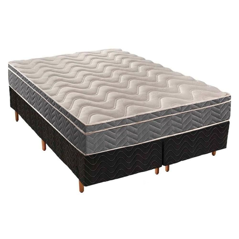 Cama Box Queen: Colchão Anatômico Paropas D45/Ep Confort Mega Firme + Base Fantasy Black(158X198)