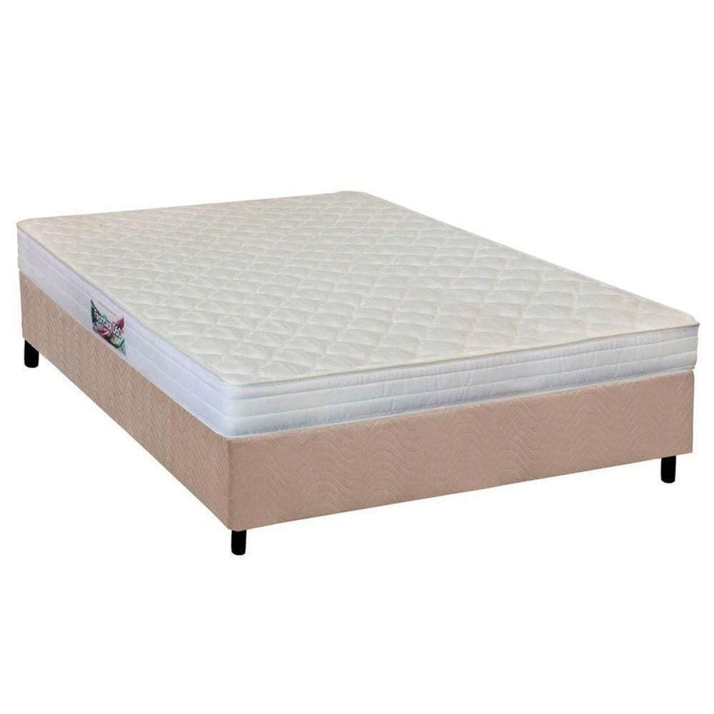 Cama Box Casal: Colchão Ortopédico Herval Ag65 Frontier + Base Crc Suede Clean(138X188)