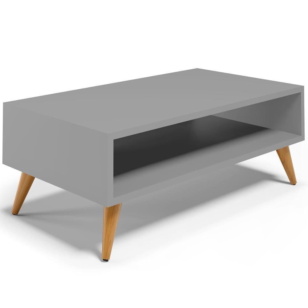 Mesa De Centro Para Sala De Estar Pés Palito Cannes L03 Cinza