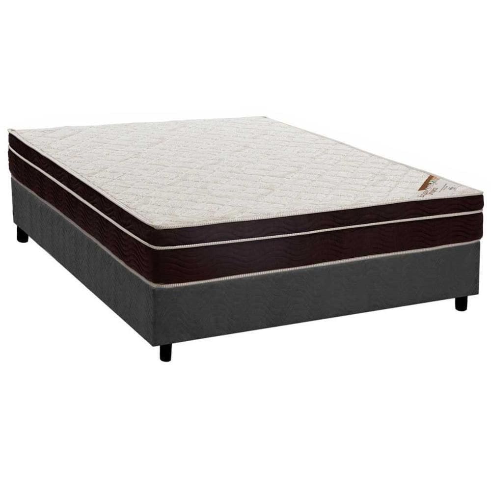 Cama Box Casal Colchão Ortopédico Ortobom Exclusive + Base Crc Suede Gray 138x188