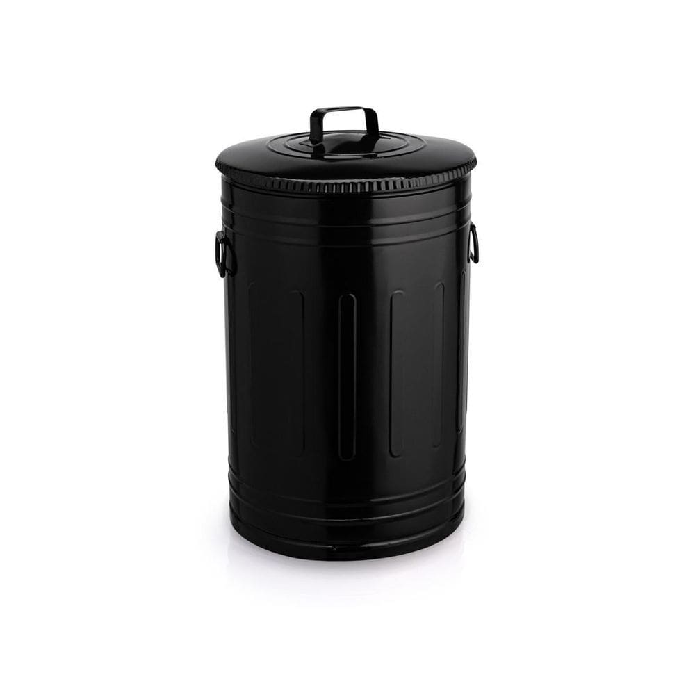 Lixeira 100 Litros Preta Lata De Lixo Americana Preta Aço