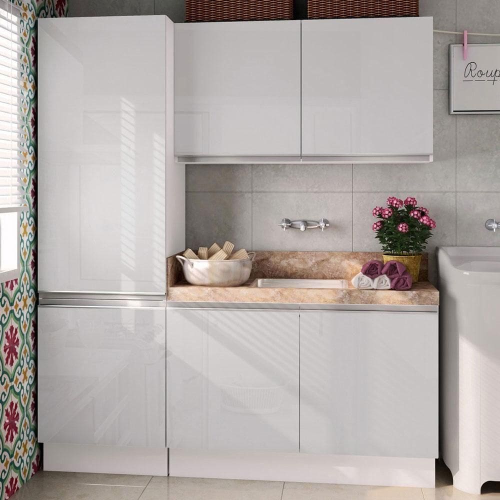 Kit Área Serviço Acordes Glamy MDF Armário e Balcão Madesa