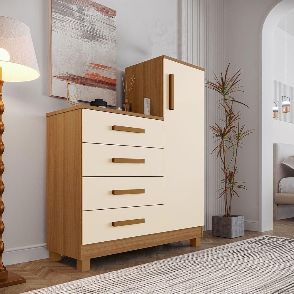 Comoda Adulto Alta Para Quarto Versátil Off White