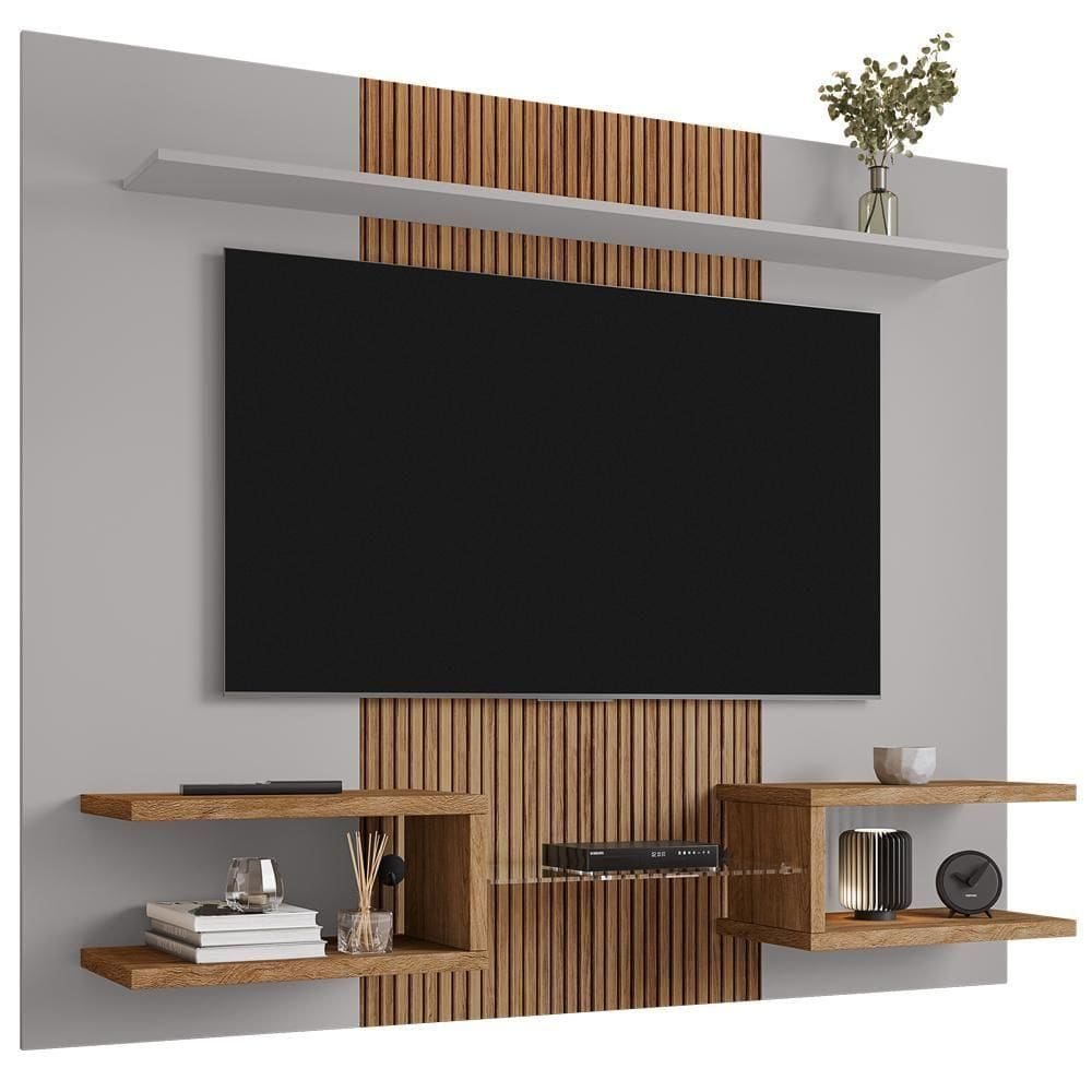 Painel Suspenso TV 55 Polegadas 163 Cm Atlas Bechara Off White Cinamomo