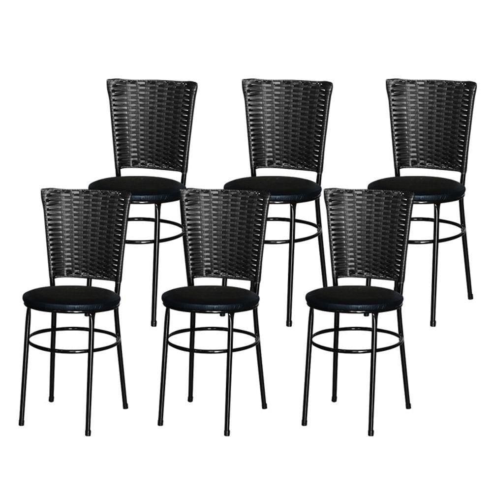 6 Cadeiras Para Mesa Preta Hawai Preto Preto