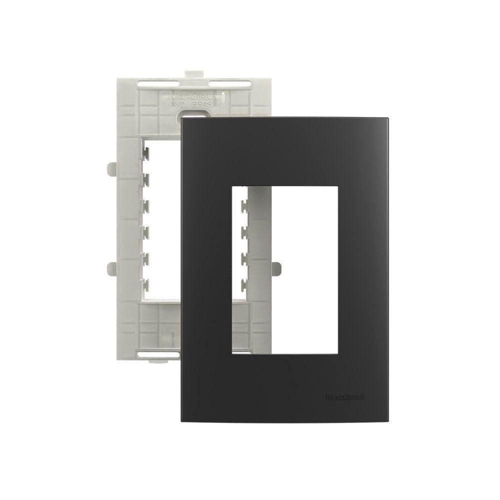 Placa Com Suporte Margirius Sleek Colors 4x2 Para 3 Módulos Horizontais Grafite