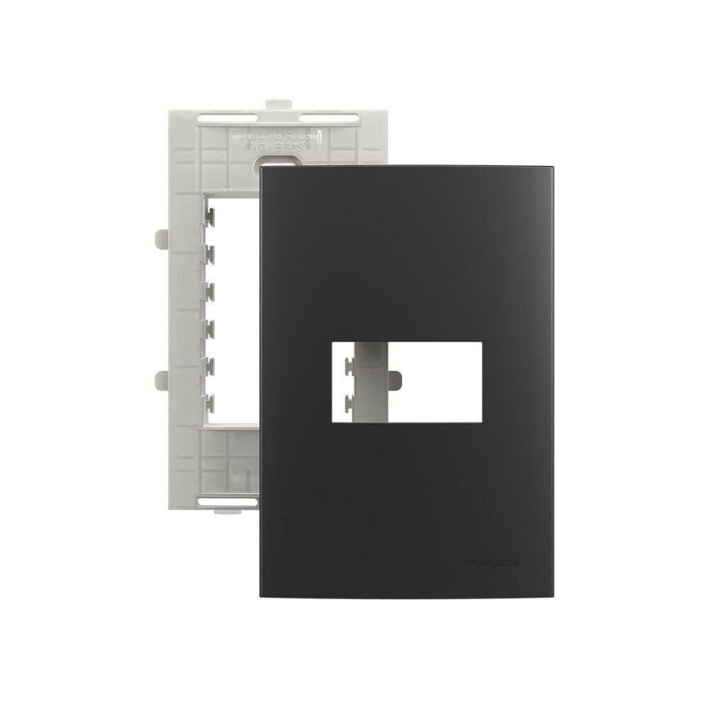 Placa Com Suporte Margirius Sleek Colors 4x2 Para 1 Módulo Horizontal Grafite
