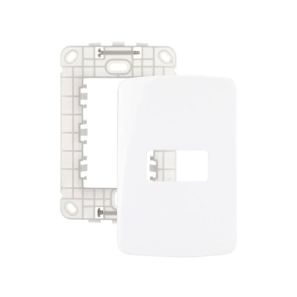 Placa Com Suporte Margirius B3 4x2 Para 1 Módulo Horizontal Branca